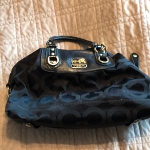 Black Leather/Fabric with c’s coach handbag